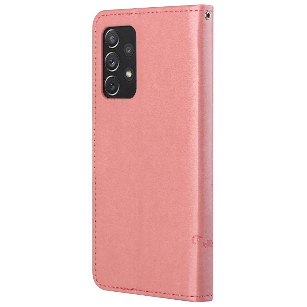 Samsung Galaxy A73 5G Leather Cover Imprinted Butterflies Pink