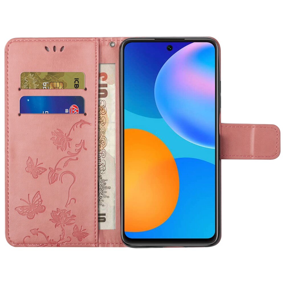 Samsung Galaxy A73 5G Leather Cover Imprinted Butterflies Pink
