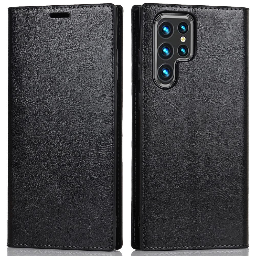 Samsung Galaxy S22 Ultra Genuine Leather Wallet Case Black