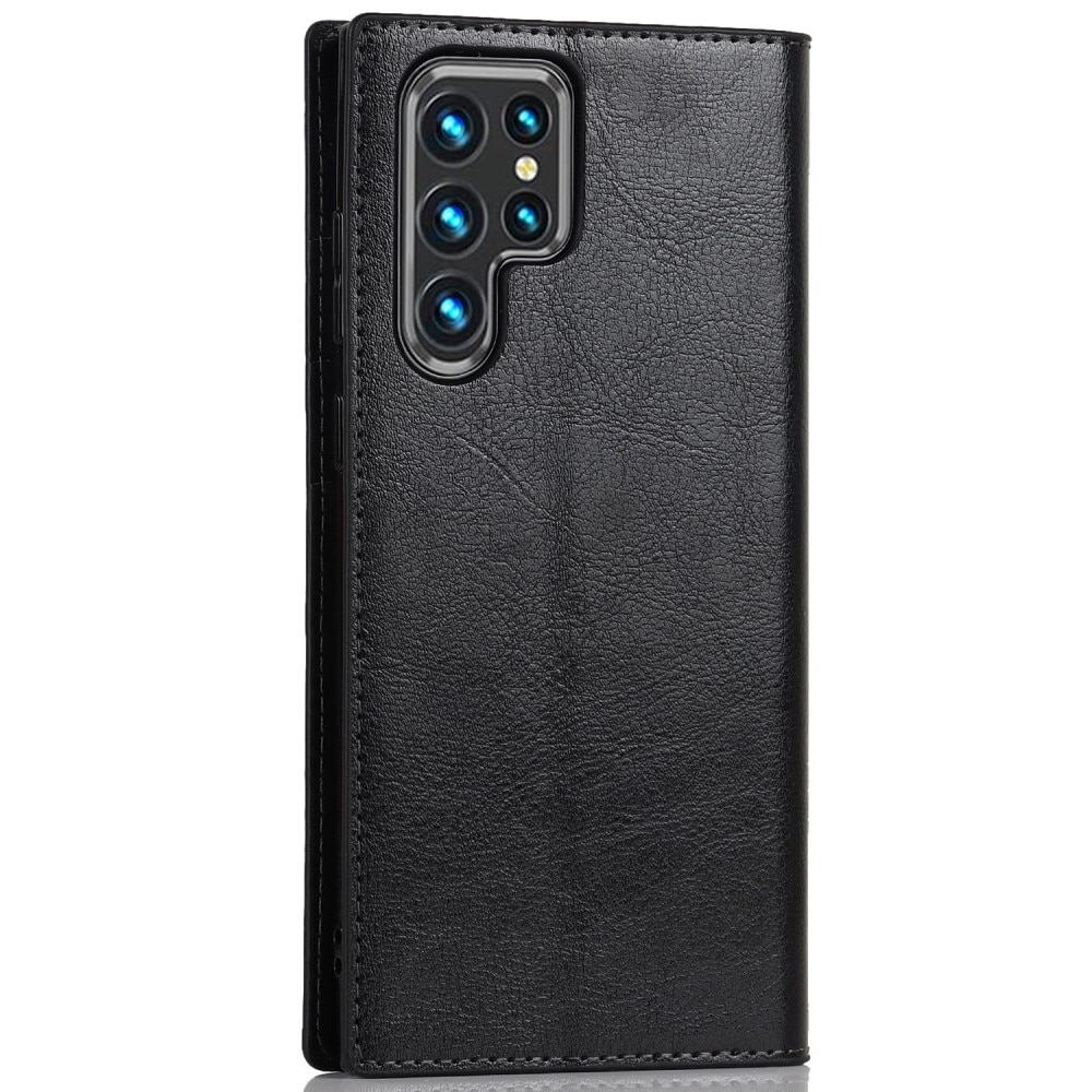 Samsung Galaxy S22 Ultra Genuine Leather Wallet Case Black