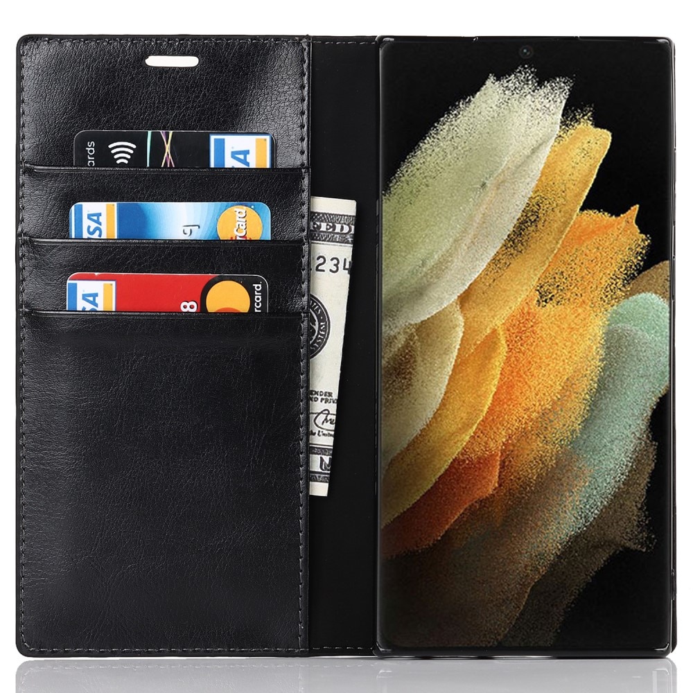 Samsung Galaxy S22 Ultra Genuine Leather Wallet Case Black