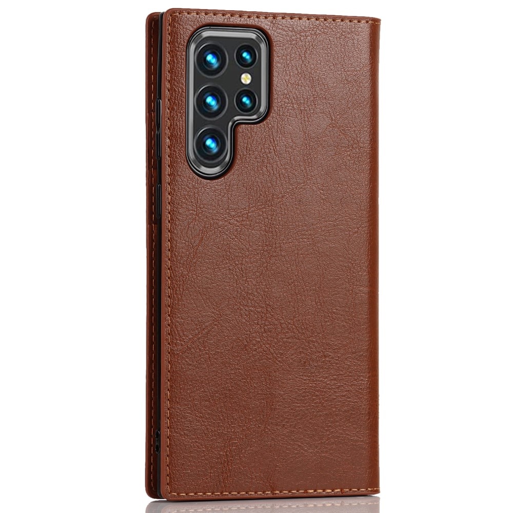 Samsung Galaxy S22 Ultra Genuine Leather Wallet Case Brown