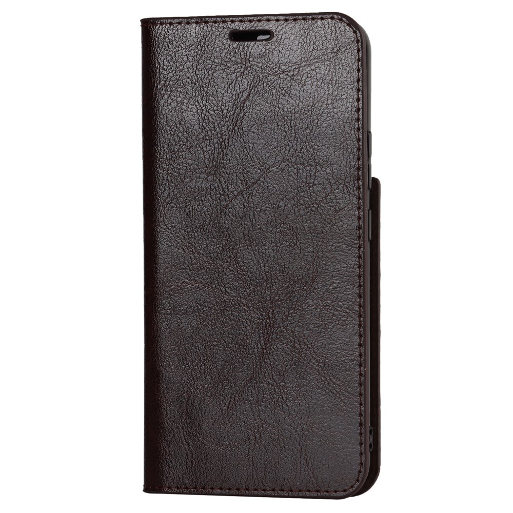Samsung Galaxy S22 Genuine Leather Wallet Case Dark Brown