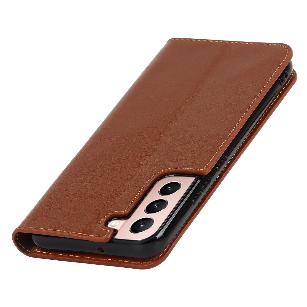 Samsung Galaxy S22 Genuine Leather Wallet Case Brown