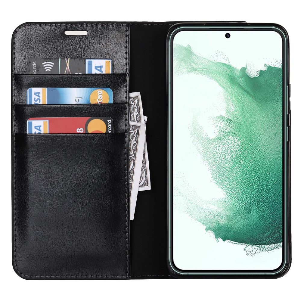 Samsung Galaxy S22 Plus Genuine Leather Wallet Case Black