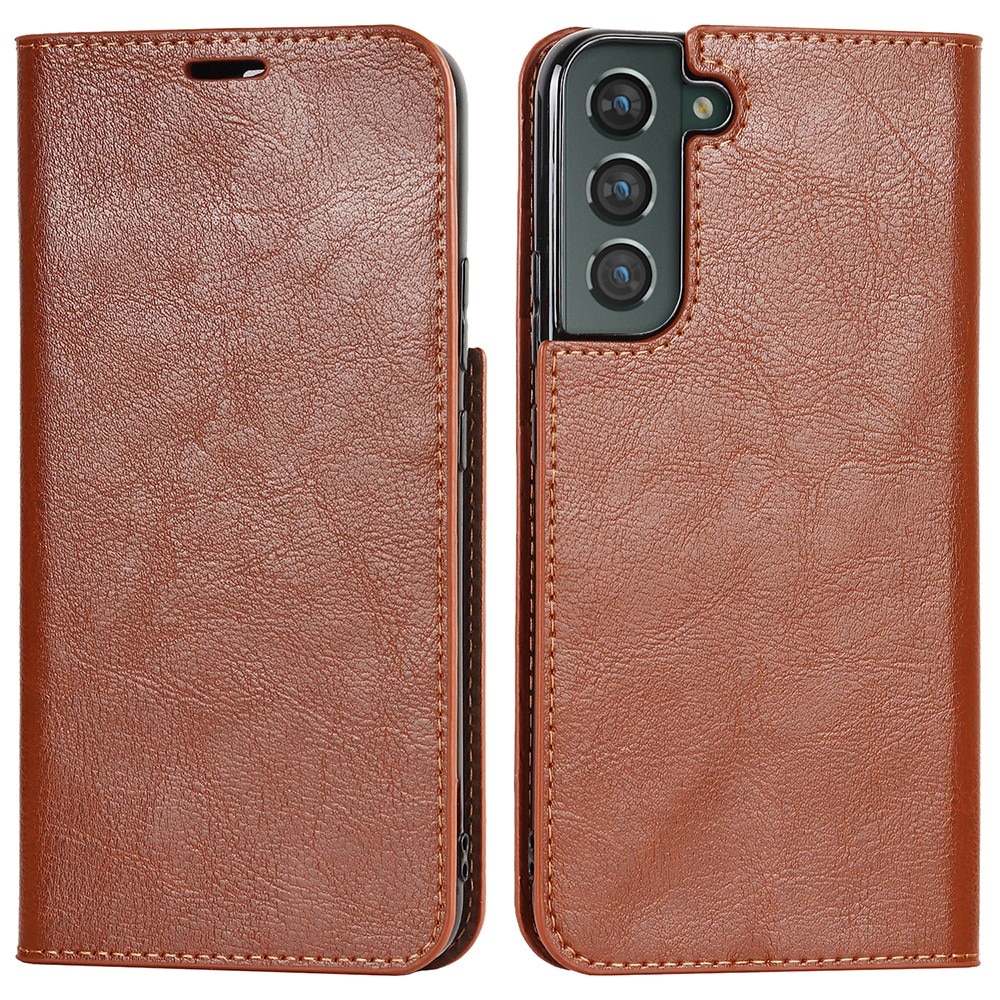 Samsung Galaxy S22 Plus Genuine Leather Wallet Case Brown