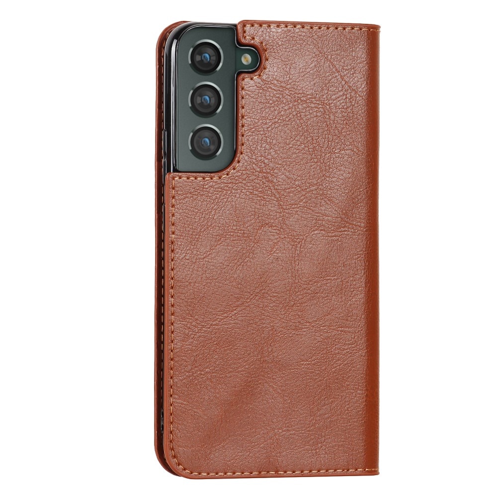 Samsung Galaxy S22 Plus Genuine Leather Wallet Case Brown