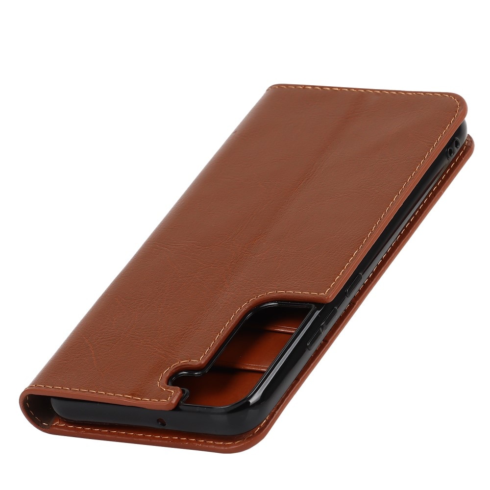 Samsung Galaxy S22 Plus Genuine Leather Wallet Case Brown