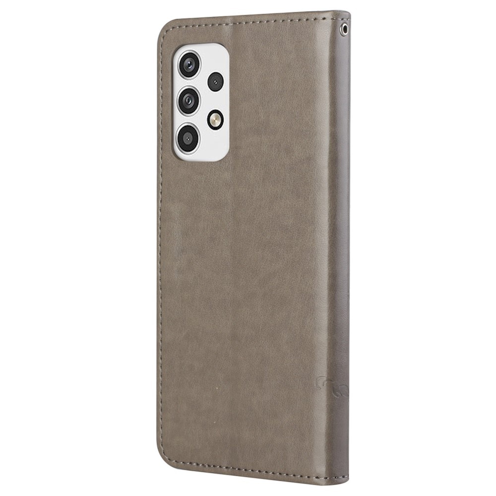 Samsung Galaxy A23 Leather Cover Imprinted Butterflies Grey