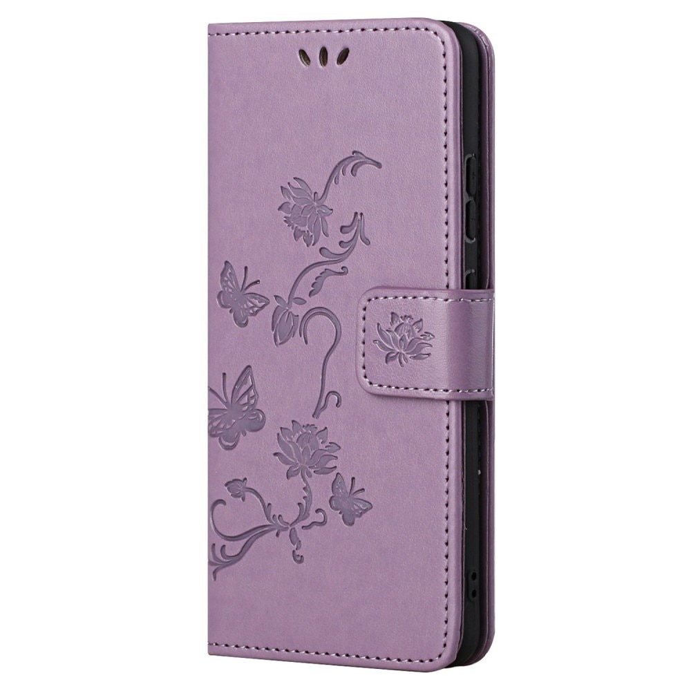 Samsung Galaxy A23 Leather Cover Imprinted Butterflies Purple
