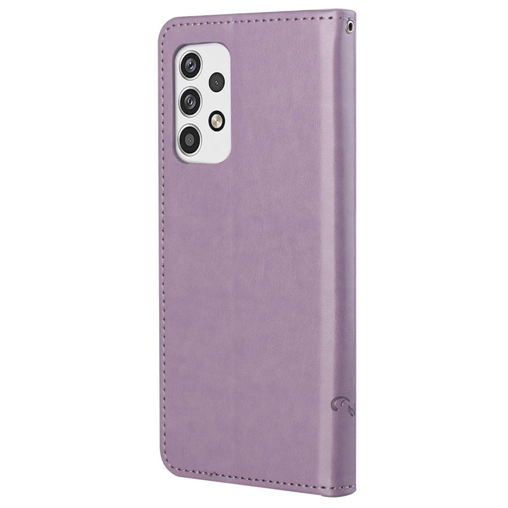 Samsung Galaxy A23 Leather Cover Imprinted Butterflies Purple