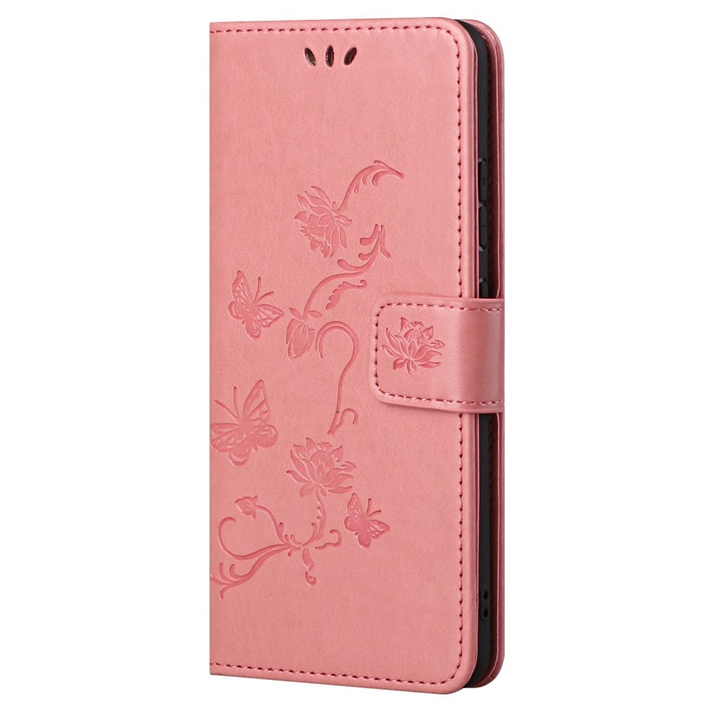 Samsung Galaxy A23 Leather Cover Imprinted Butterflies Pink