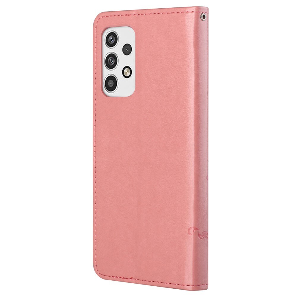 Samsung Galaxy A23 Leather Cover Imprinted Butterflies Pink