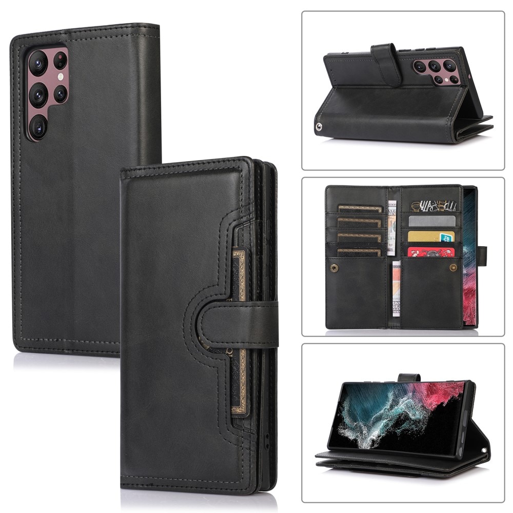 Samsung Galaxy S22 Ultra Multi-slot Leather Cover Black