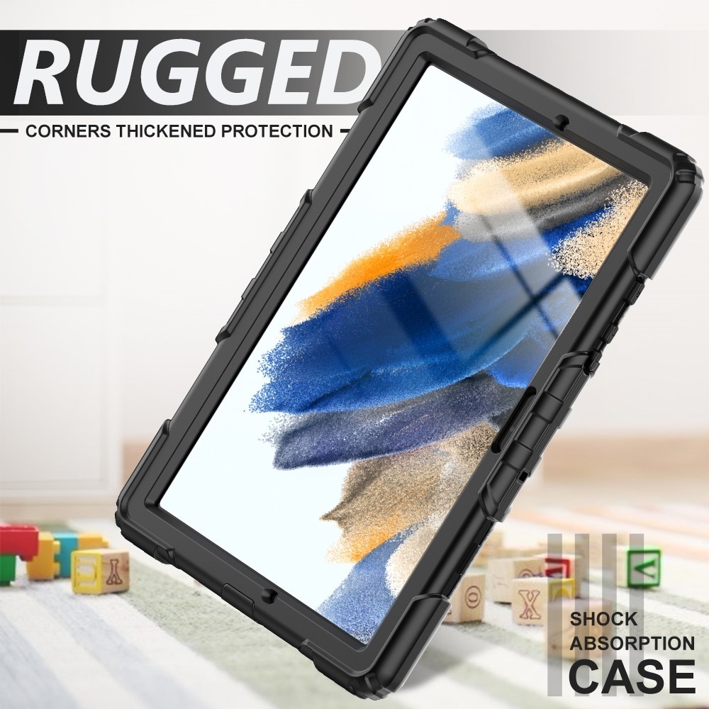 Samsung Galaxy Tab A8 10.5 Shockproof Full Protection Hybrid Case w. Shoulder Strap Black