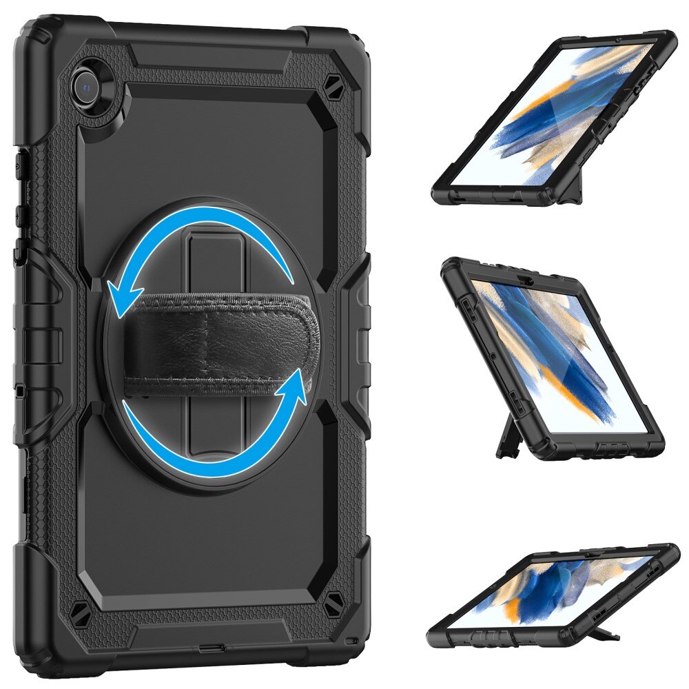 Samsung Galaxy Tab A8 10.5 Shockproof Full Protection Hybrid Case w. Shoulder Strap Black