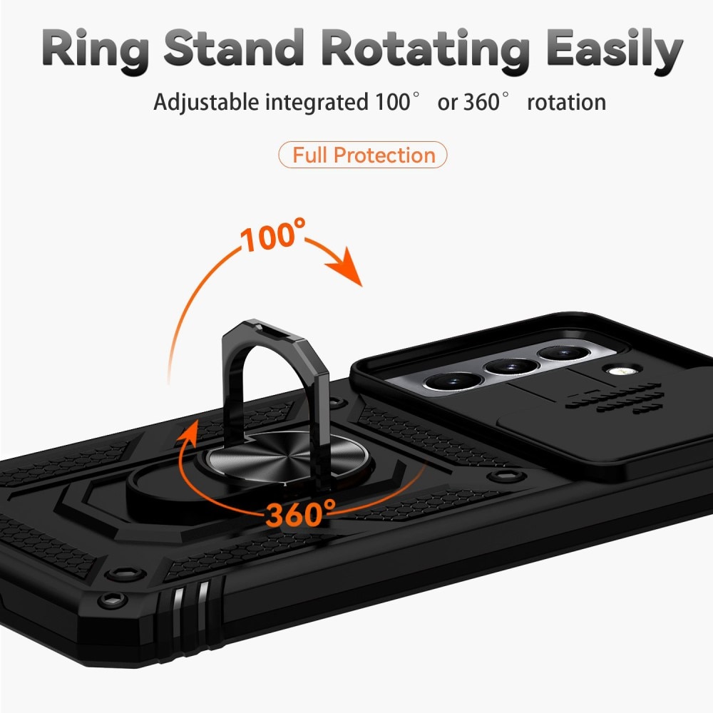 Samsung Galaxy S22 Hybrid Case Tech Ring w. Camera Protector Black