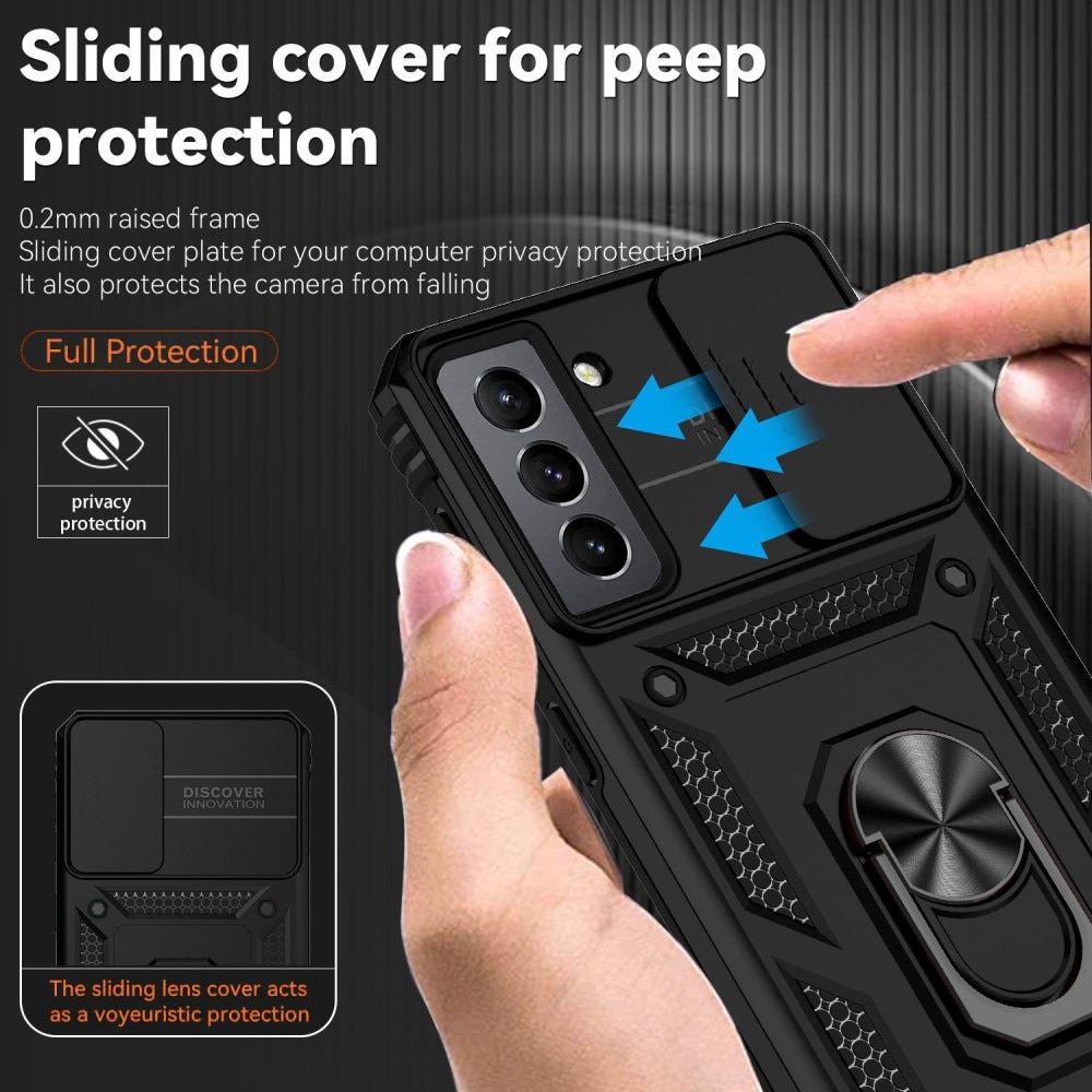 Samsung Galaxy S21 FE Hybrid Case Tech Ring w. Camera Protector black