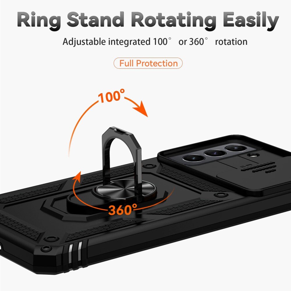 Samsung Galaxy S21 FE Hybrid Case Tech Ring w. Camera Protector black