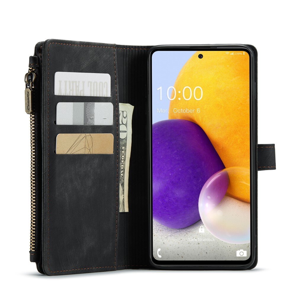 Samsung Galaxy A13 Zipper Wallet Book Cover Black