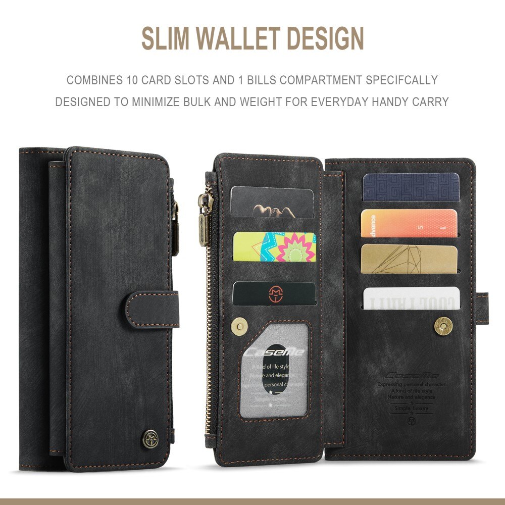 Samsung Galaxy A04s Zipper Wallet Book Cover Black