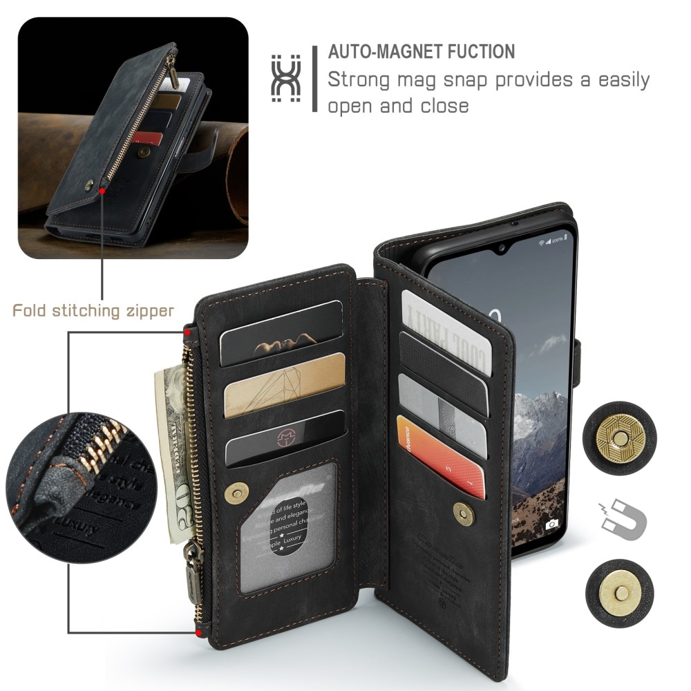 Samsung Galaxy A04s Zipper Wallet Book Cover Black