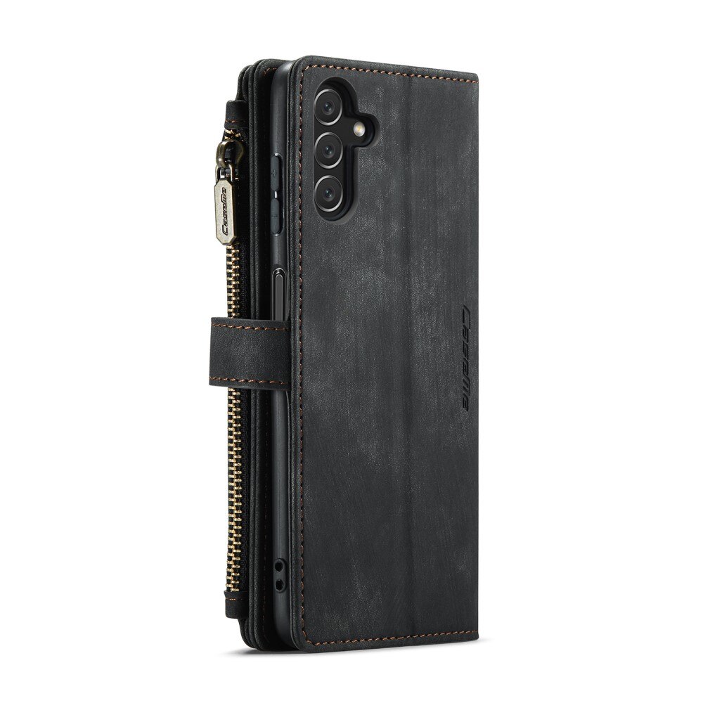 Samsung Galaxy A04s Zipper Wallet Book Cover Black