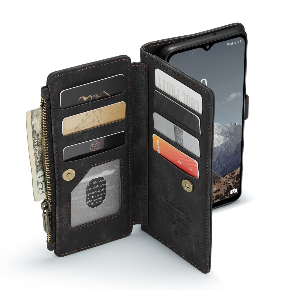 Samsung Galaxy A04s Zipper Wallet Book Cover Black