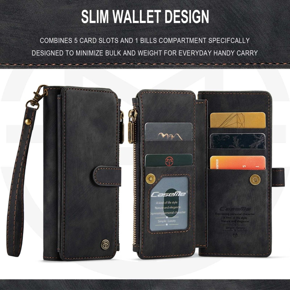Samsung Galaxy Z Fold 3 Zipper Wallet Book Cover Black