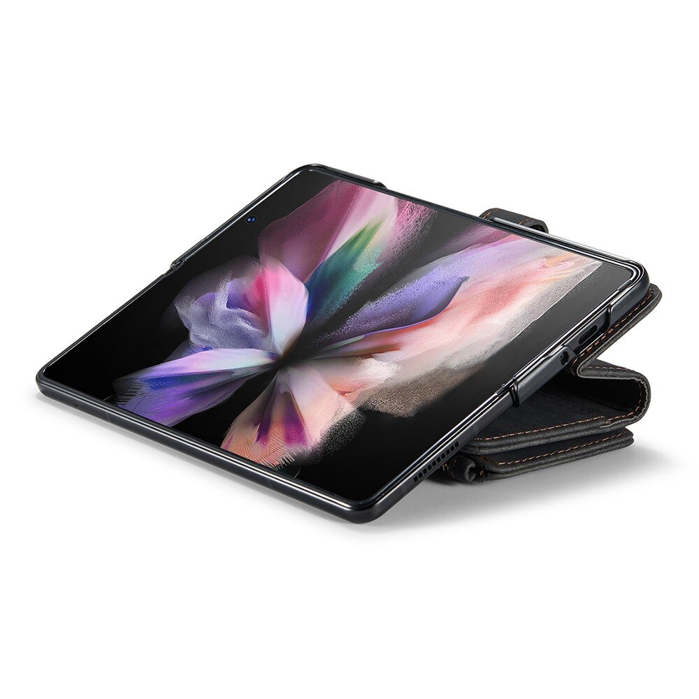 Samsung Galaxy Z Fold 3 Zipper Wallet Book Cover Black