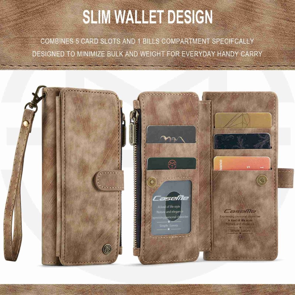 Samsung Galaxy Z Fold 3 Zipper Wallet Book Cover Brown