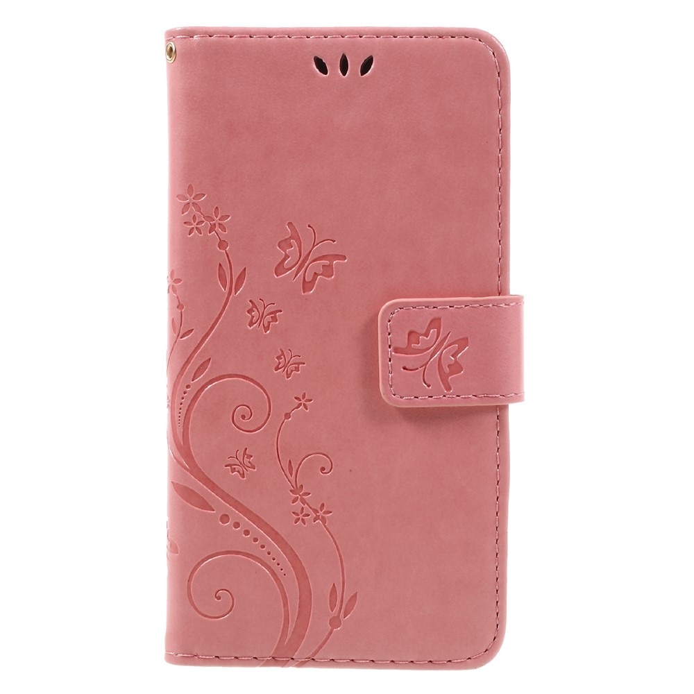 Samsung Galaxy A5 2017 Leather Cover Imprinted Butterflies Pink