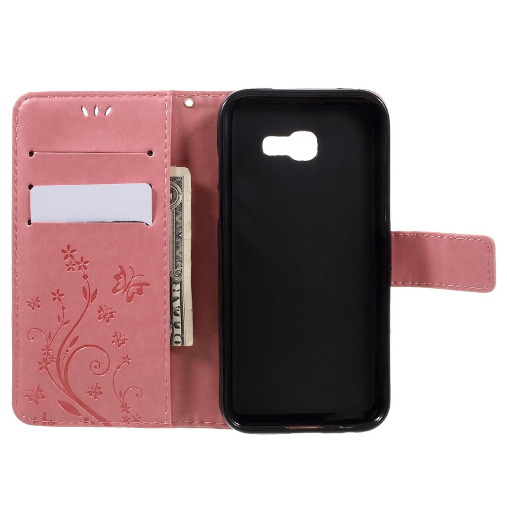 Samsung Galaxy A5 2017 Leather Cover Imprinted Butterflies Pink