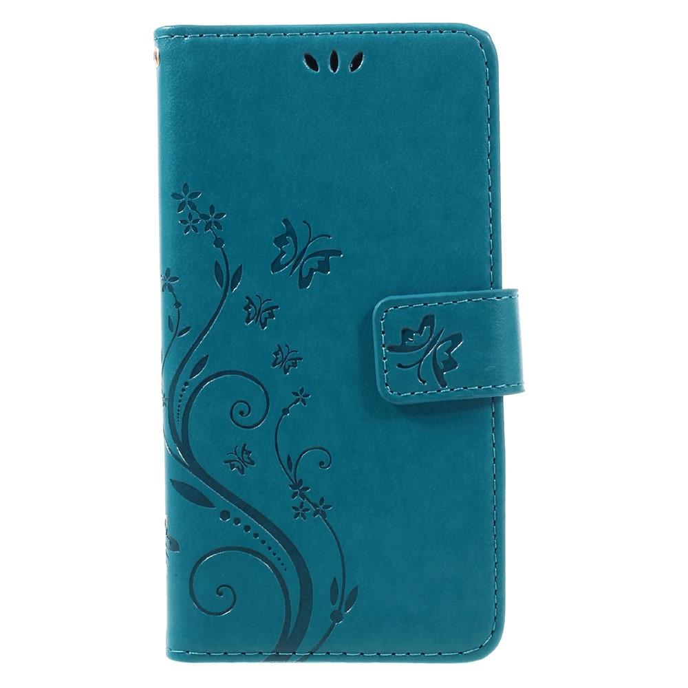 Samsung Galaxy A5 2017 Leather Cover Imprinted Butterflies Blue