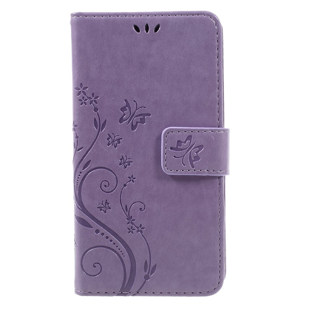 Samsung Galaxy A5 2017 Leather Cover Imprinted Butterflies Purple