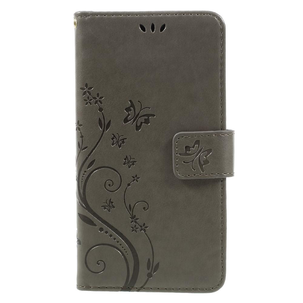 Samsung Galaxy A3 2017 Leather Cover Imprinted Butterflies Grey