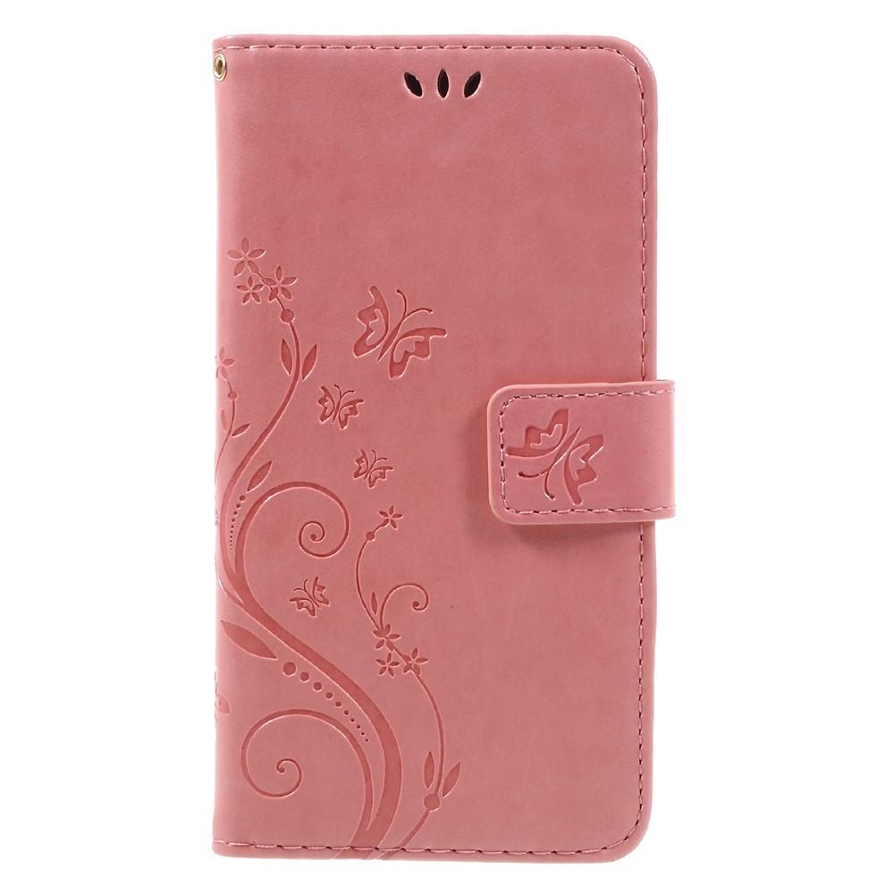 Samsung Galaxy A3 2017 Leather Cover Imprinted Butterflies Pink