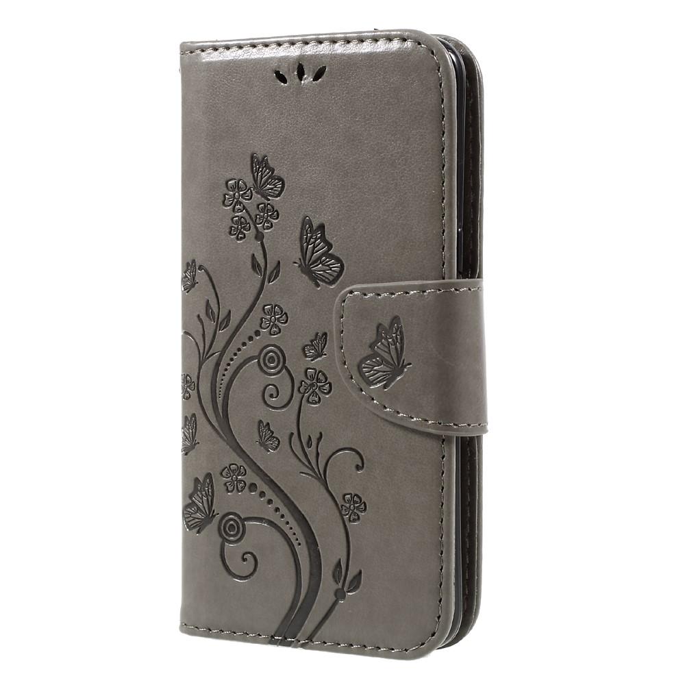 Samsung Galaxy S8 Leather Cover Imprinted Butterflies Grey