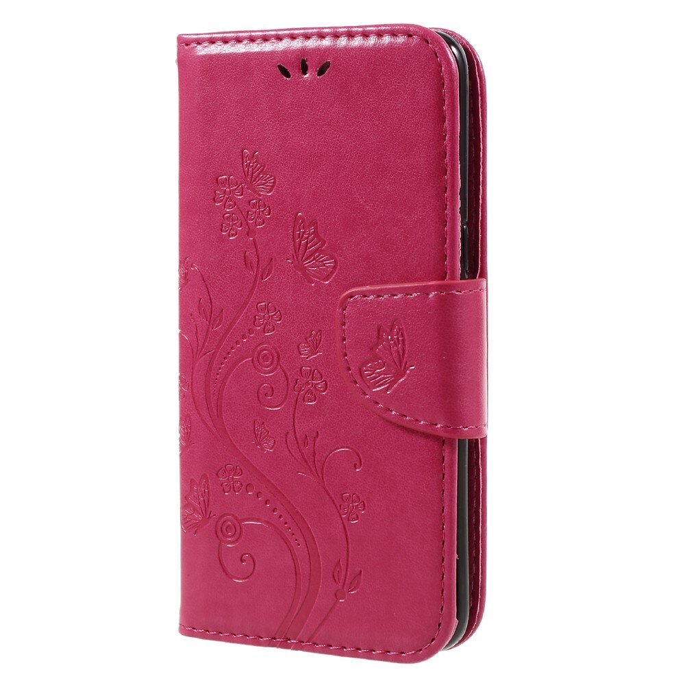 Samsung Galaxy S8 Leather Cover Imprinted Butterflies Pink