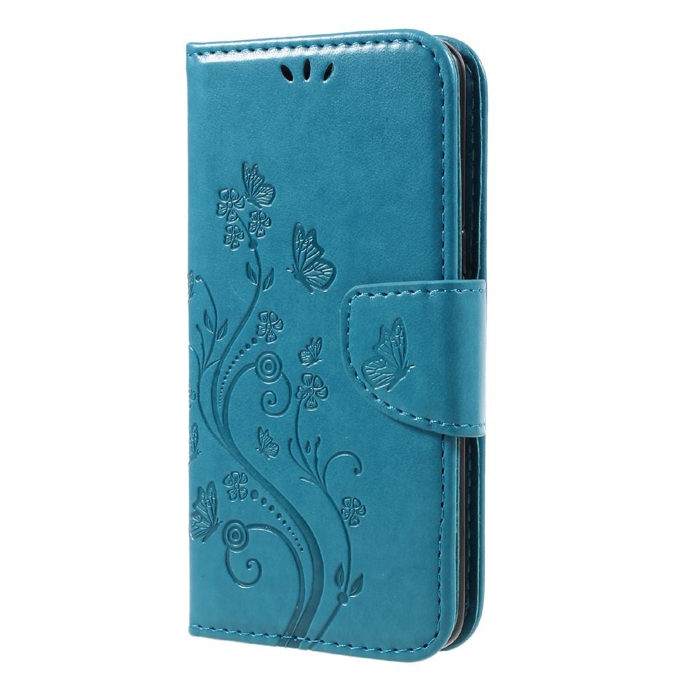 Samsung Galaxy S8 Leather Cover Imprinted Butterflies Blue