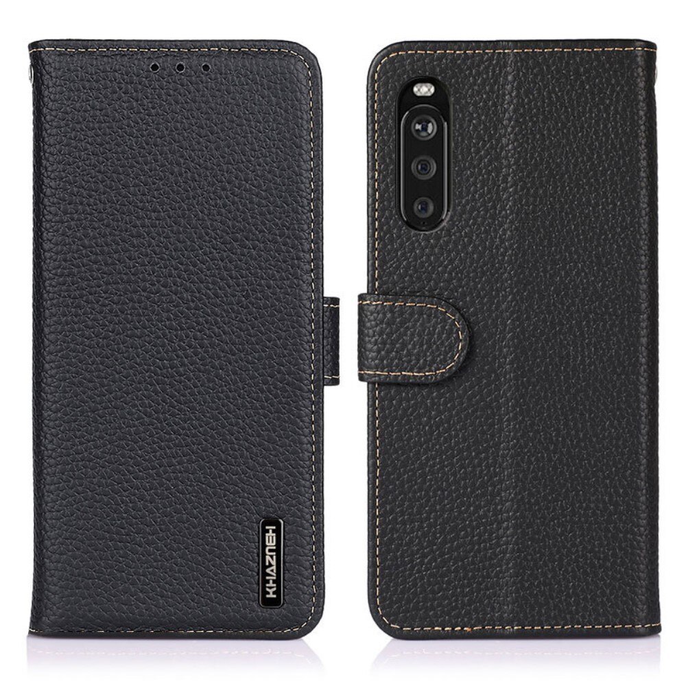 Sony Xperia 10 III Real Leather Wallet Black