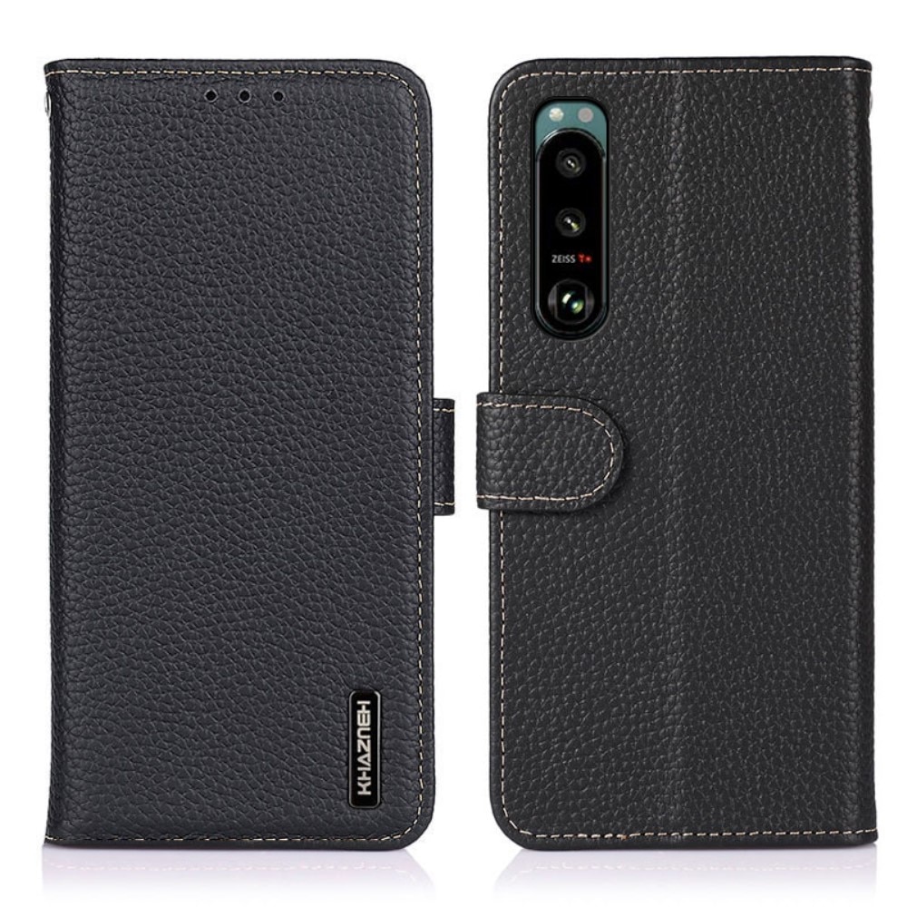 Sony Xperia 5 III Real Leather Wallet Black