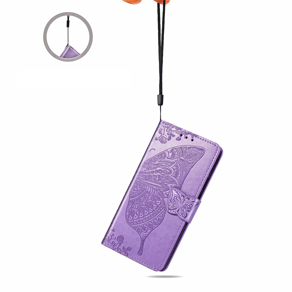 Sony Xperia 1 III Leather Cover Imprinted Butterflies Purple