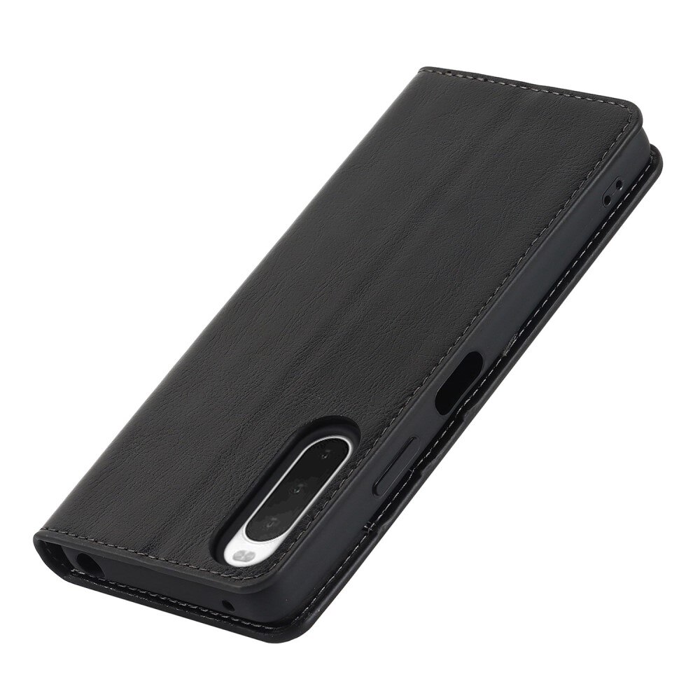 Sony Xperia 10 IV Genuine Leather Wallet Case Black