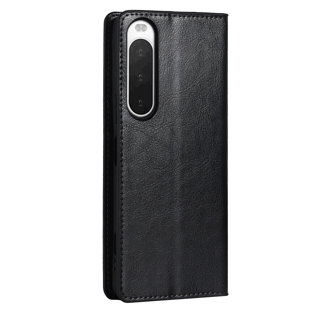 Sony Xperia 10 IV Genuine Leather Wallet Case Black