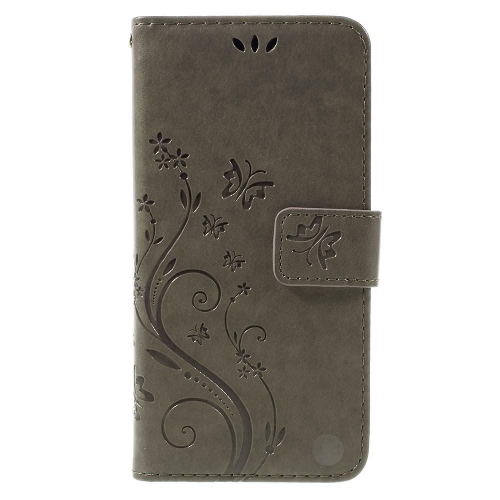 Sony Xperia X Leather Cover Imprinted Butterflies Grey