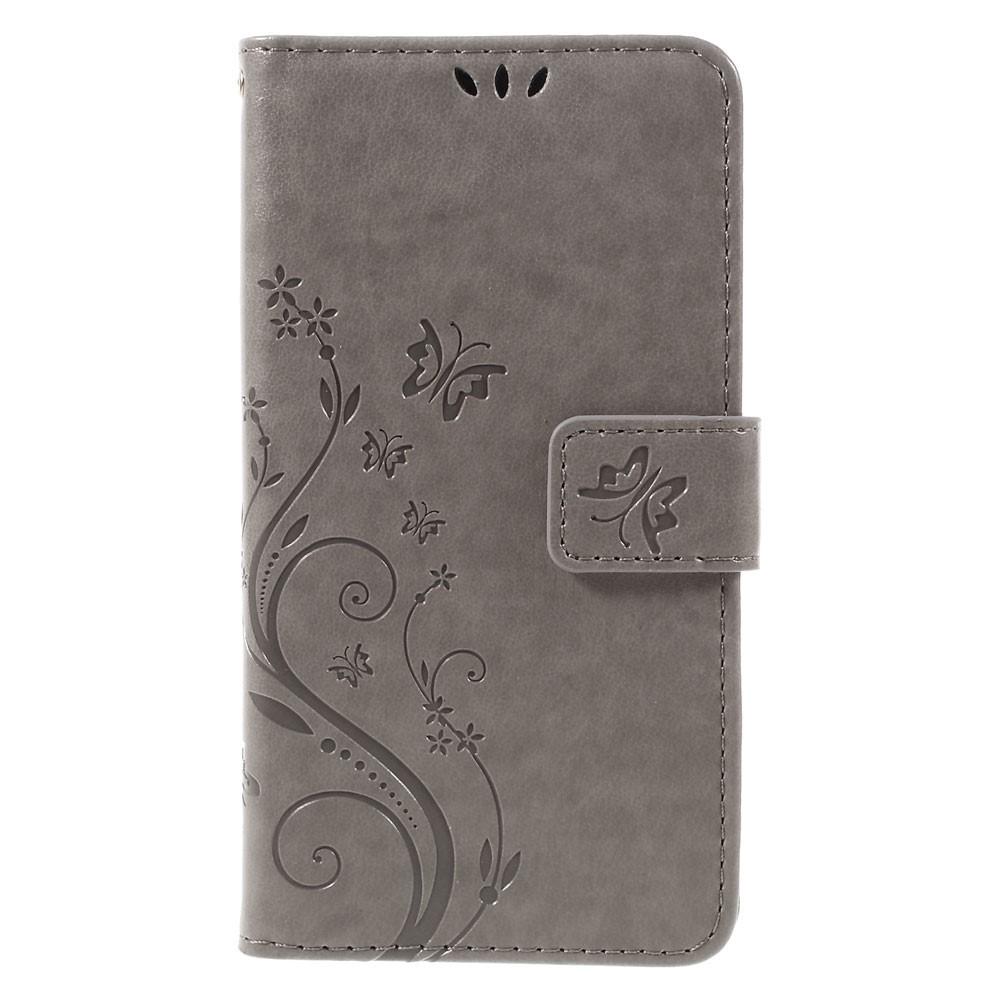 Sony Xperia X Performance Leather Cover Imprinted Butterflies Grey