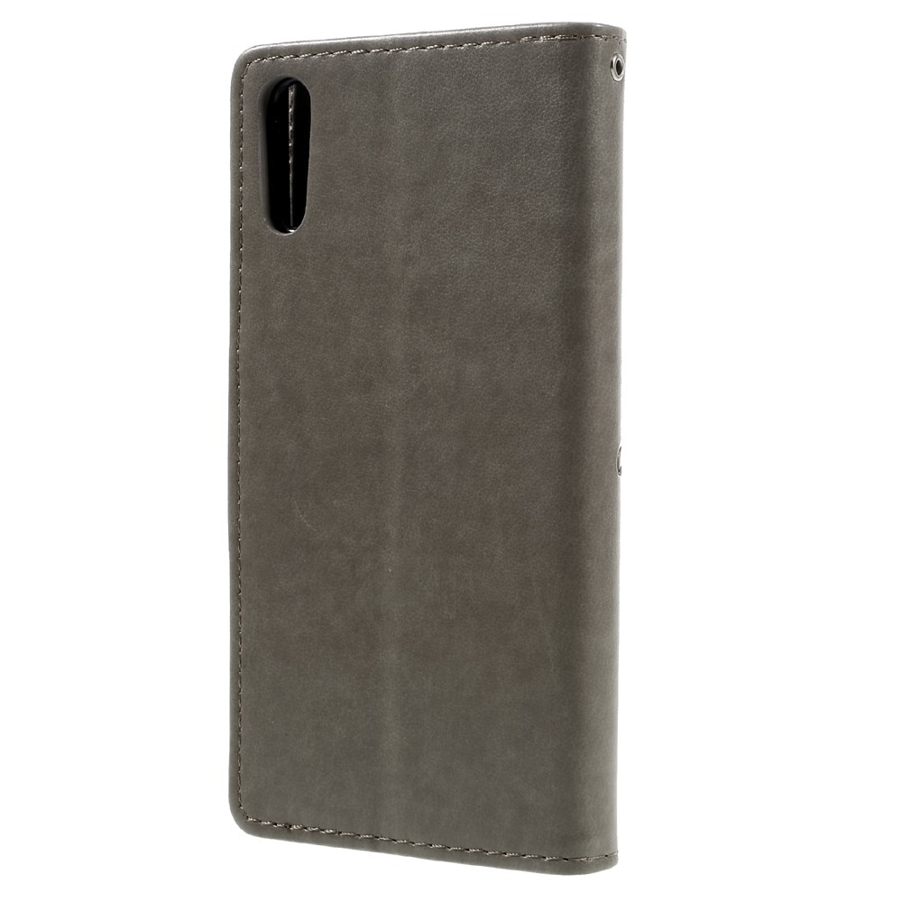 Sony Xperia XZ/XZs Leather Cover Imprinted Butterflies Grey