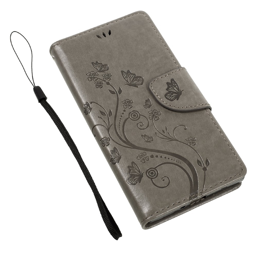 Sony Xperia XZ/XZs Leather Cover Imprinted Butterflies Grey