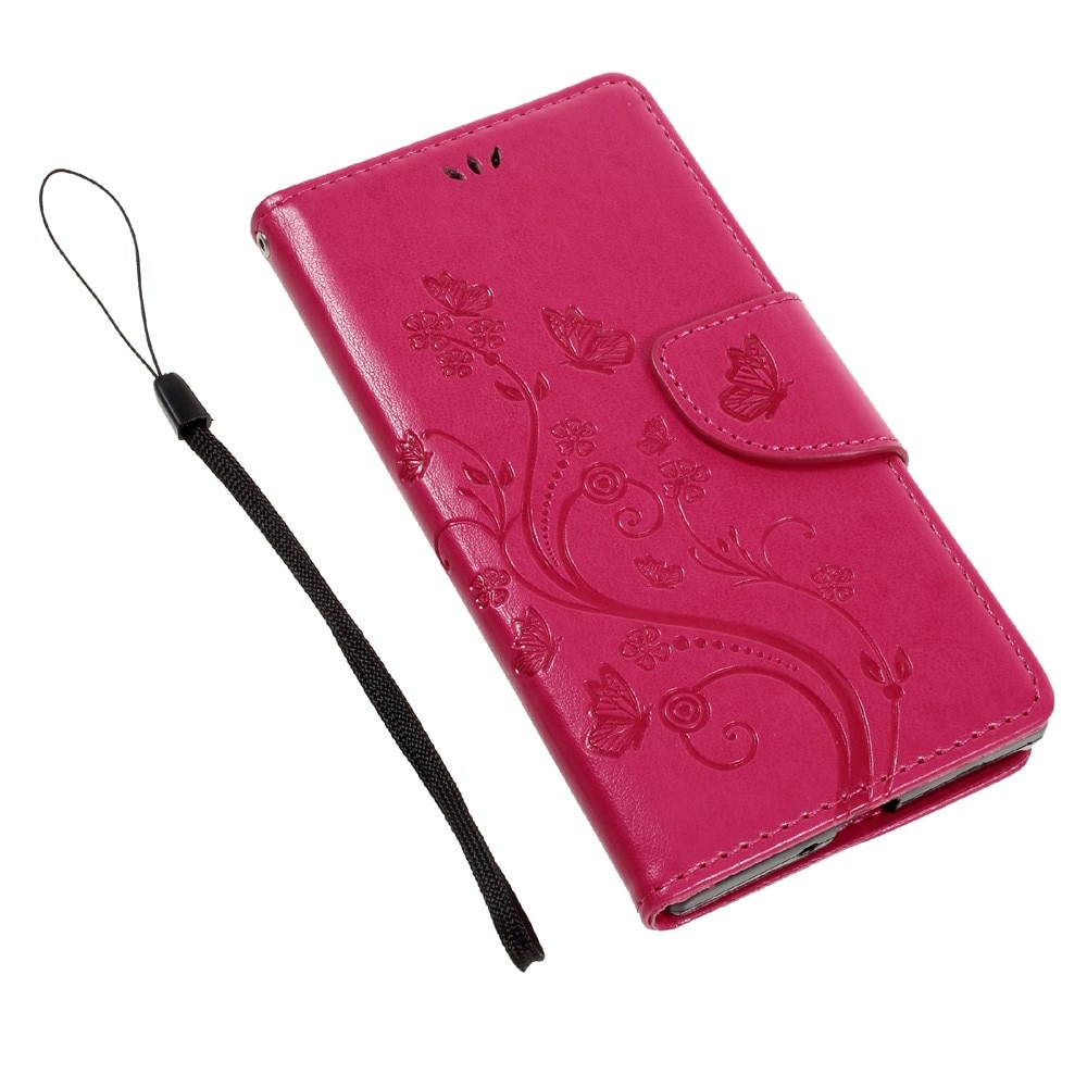 Sony Xperia XZ/XZs Leather Cover Imprinted Butterflies Pink